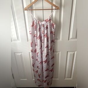 VTG Mary McFadden Multicolor Feather and Dot Tonal Paisley Satin Maxi Dress SZ M